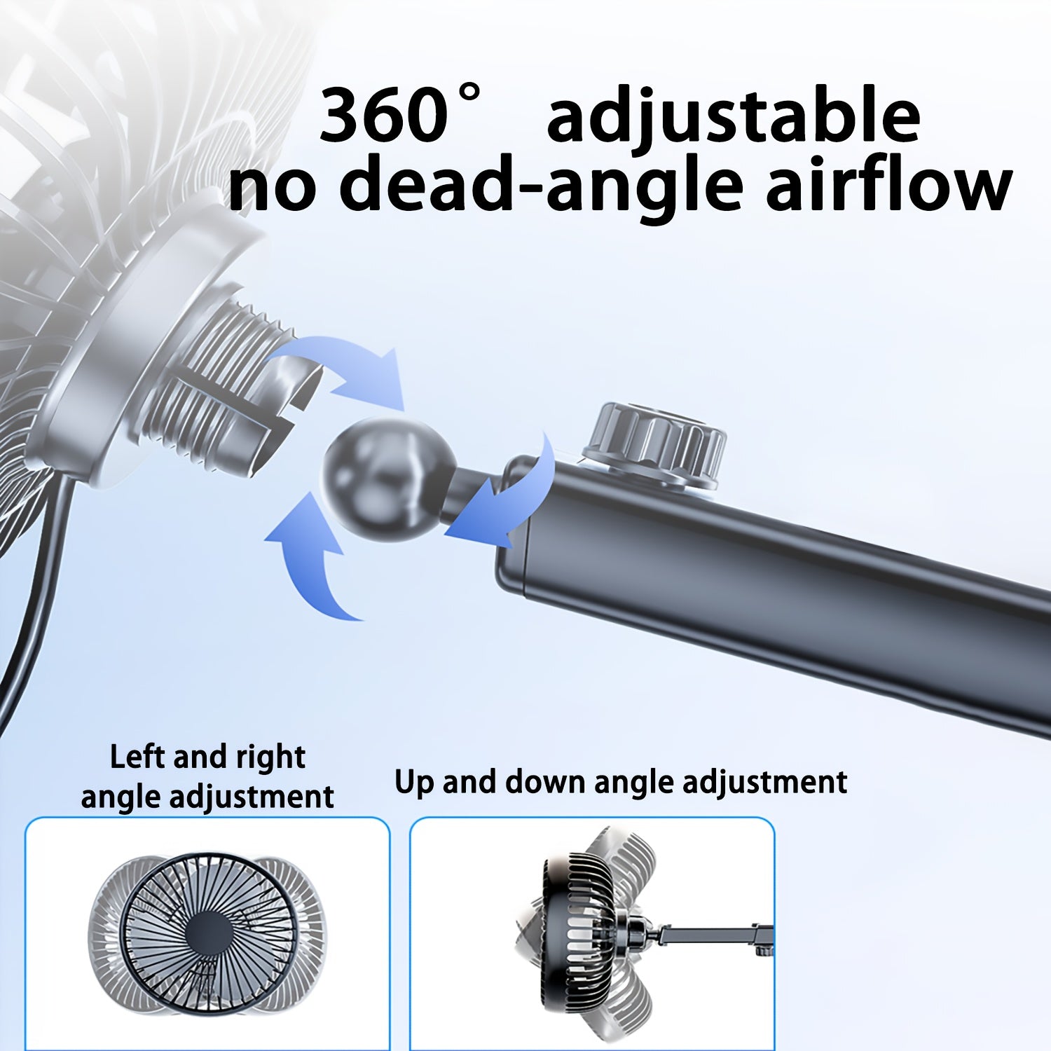 Car Fan, Adjustable Speed, 360° Rotatable Base, Compact Mini Design, Suitable for Sedans, SUVs and Trucks, Ideal for Travel, Beach Vacation, Back to School, Comfortable Summer Car Use