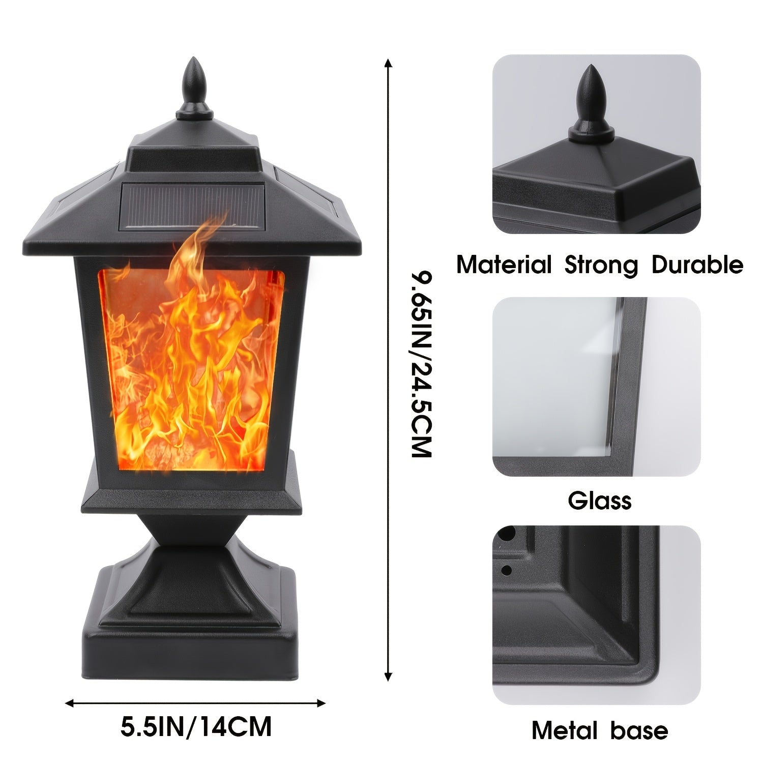 2-Pack Solar Lamp Post, Automatic Dusk to Dawn Waterproof Solar Outdoor Light Cover, Suitable for 4x4 Wood Post, Solar Light with Glass Shade, for Deck Fence Patio Post Decoration, Matte Black