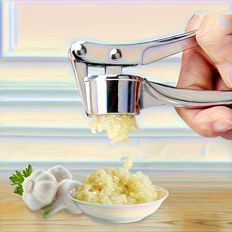 One Premium Stainless Steel Garlic Press - Easy Garlic Mincer & Ginger Crusher, Easy-to-Clean Kitchen Tool, Durable Garlic Chopper for Everyday Cooking