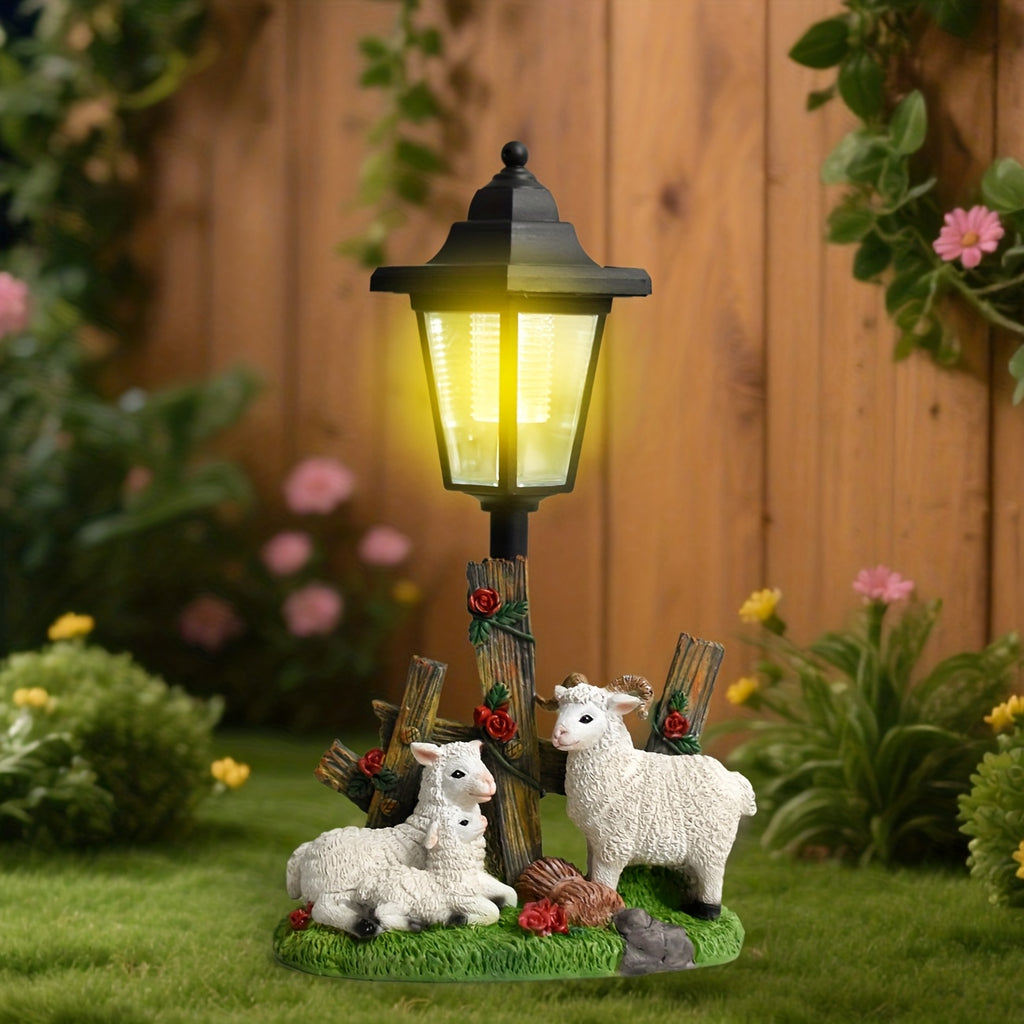 OTDECOR 1-Piece Solar Sheep Family of Three Outdoor Statue Light, IPX4 Solar Sheep Family of Three Decoration, Suitable for Outdoor Courtyard Decoration, Lawn Decoration, Garden Decoration, Path Decoration