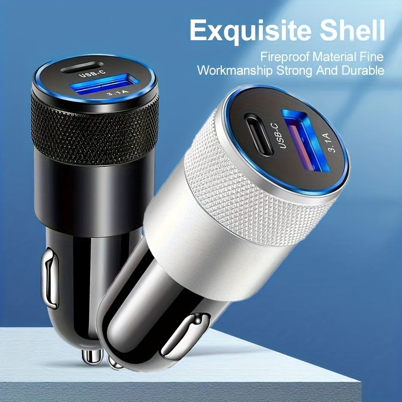 USB Car Charger PD Fast Charge – LED Ambient Light, Compatible with iPhone, Android, Xiaomi & More
