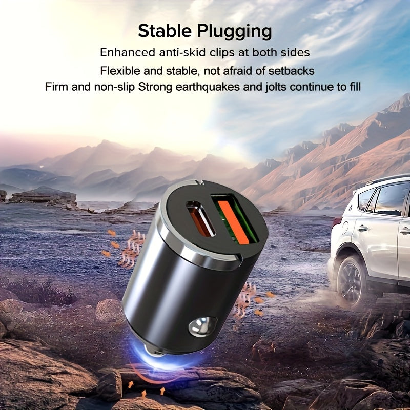 Beimingsi Metal Vehicle-mounted Charger - Concealed Ultra-fast Charging Flash Charging Mini Ring-shaped Fast Charging Head Suitable for Fast Charging Of Mobile Phones