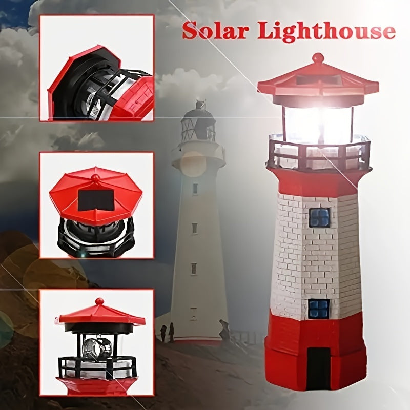 Decorative Solar Rotating Lighthouse for Courtyard and Garden, Add Charm and Security to Your Outdoor Space, Christmas Gift