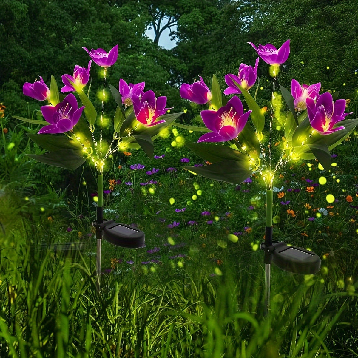 1/2 Piece Solar 7 Orchid Lawn Light Outdoor Waterproof Decorative Courtyard High-Brightness Garden Corridor Ground Insert Lawn Light Outdoor Solar Light Outdoor Lawn Light