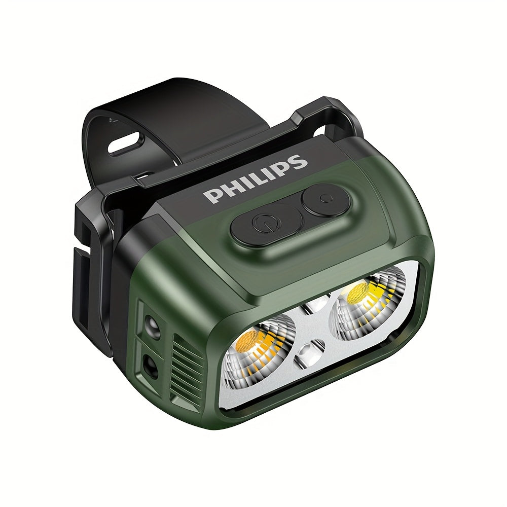 1P Philips Bike Headlight & Camping Light, Warm White Dual Light Modes, Multi-Level Dimming, Smart Motion Sensor, Wave Activated On/Off, Red & Blue Warning Light Function, Large Capacity Battery Long Endurance