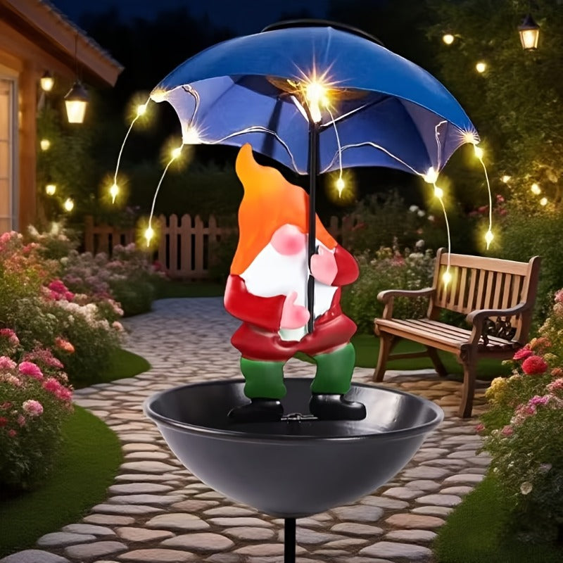 IP65 Outdoor Solar Garden Gnome Dwarf Statue Light Bird Feeder, Bright Gnome Dwarf Design, Solar Light for Lawn Garden Farm Pathway Porch Decoration, Halloween Christmas Decoration, Best Gardening Gift