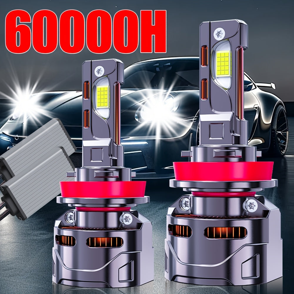2-Pack Car LED Headlights H1, H4, 9003, HB2, H7, H18, H11, H9, H8 | 1000% Brighter, 330W High Power Bulbs, 60,000 LM, with External CANbus Driver, No Battery Included, Long-Lasting High Speed