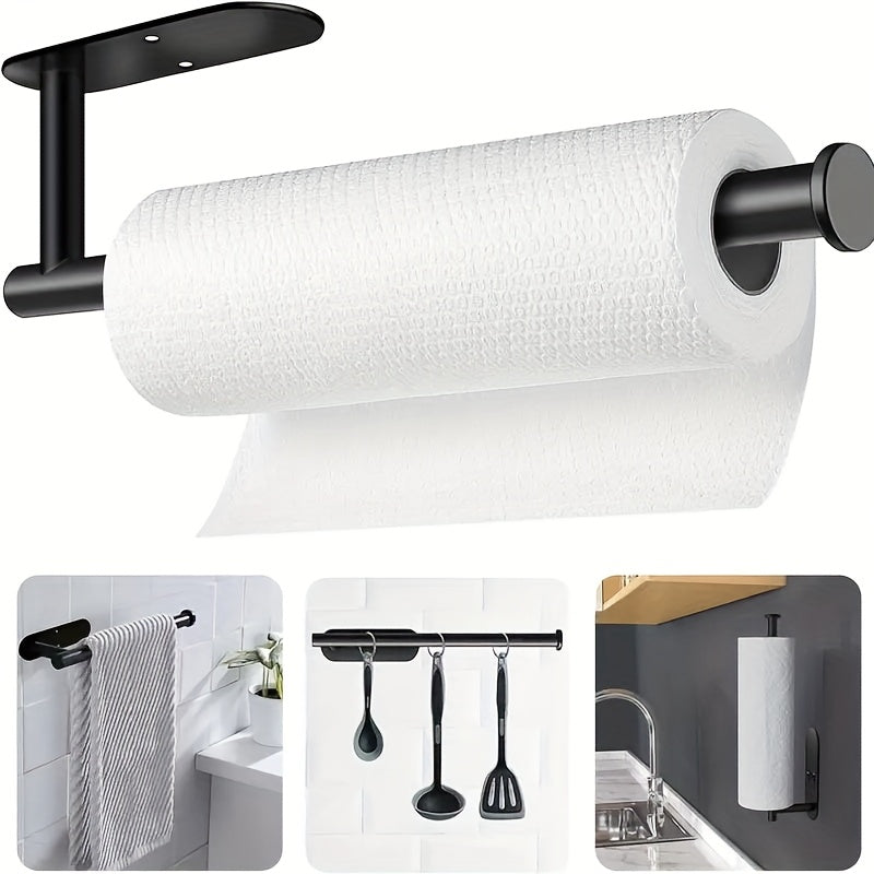 2-Pack No-Drill Adhesive Tissue Holder - Strong Sticky Waterproof & Moisture-Proof Paper Towel Holder for Bathroom & Kitchen, Reusable Home Storage Shelf
