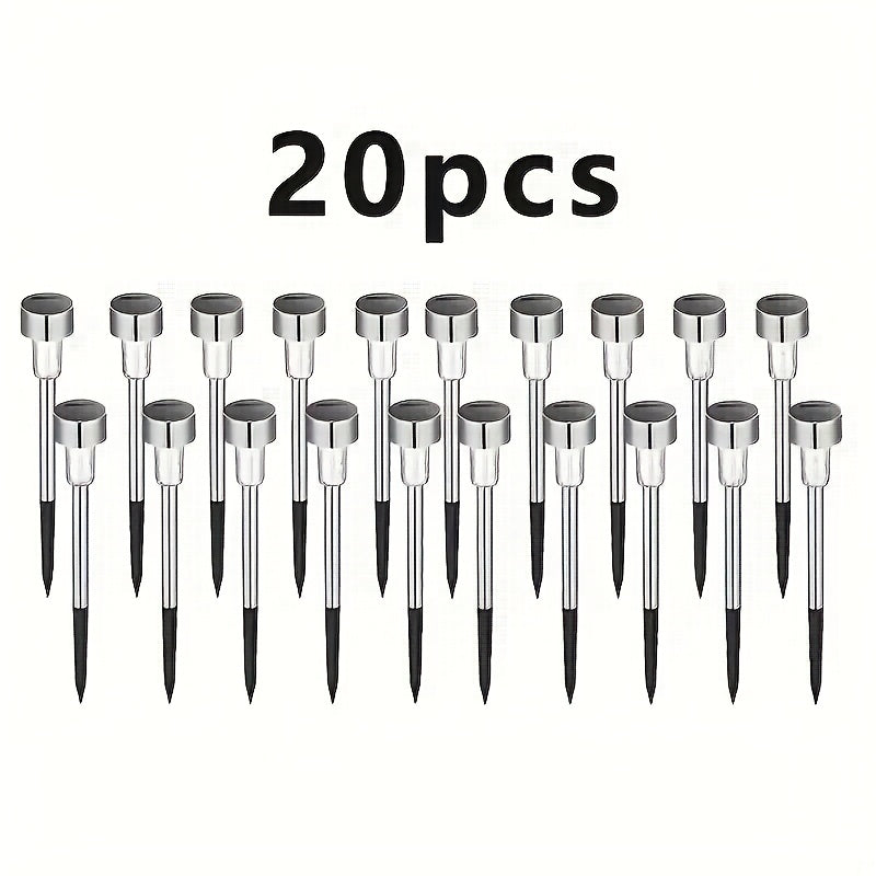 20/30/40/50-Pack Solar LED Light, Outdoor Stainless Steel Solar LED Stick Light, IP44 Waterproof Rating, Suitable for Courtyard, Lawn, Path, Patio, Driveway and Garden Landscape Decorative Light, Can Be Used for Holiday Parties