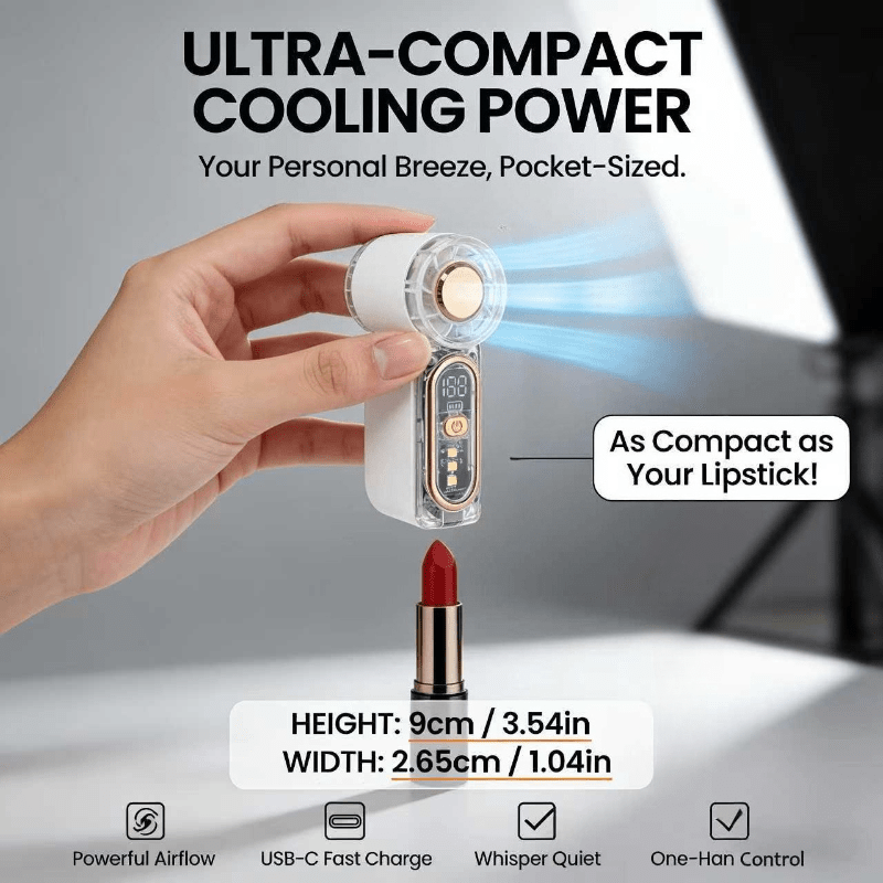 Mini Fan High Speed Operation Quiet Strong Wind, Long Lasting Battery Life Pocket Sized Portable Fan, Ideal for Dormitory Classroom Library