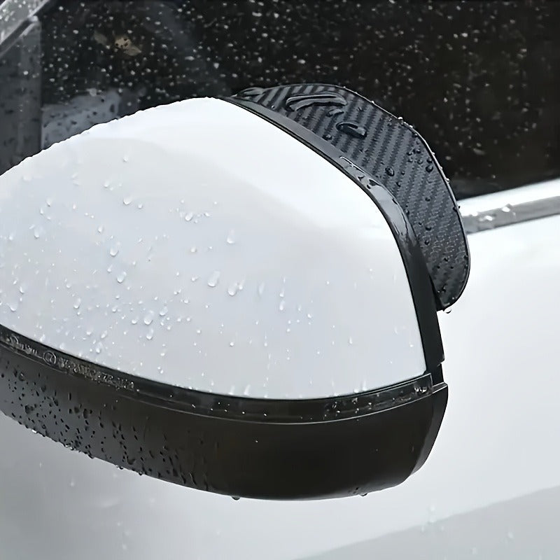 2Pcs Carbon Fiber Texture Car Side Mirror Rain Deflector - For Windproof Sun Visor, Reduces 90% of Raindrops, Enhances Clear Visibility, Sporty Style Exterior Upgrade, Mirror Rain Cover, Car Side Mirror Rain Cover, Car Window Rain Guard