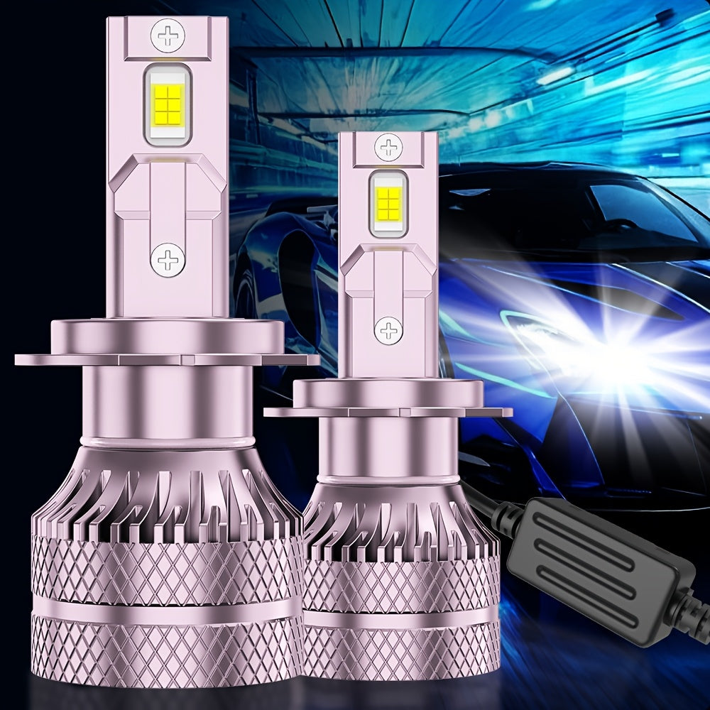 2 LED Headlight Bulbs, 26400LM High Brightness, 6500K Cool White Light, 360° Beam Angle, Plug-and-Play, with External Driver, Compatible with H11/H8/H9, 9005/HB3, 9006/HB4, 9145, Car Lighting Upgrade