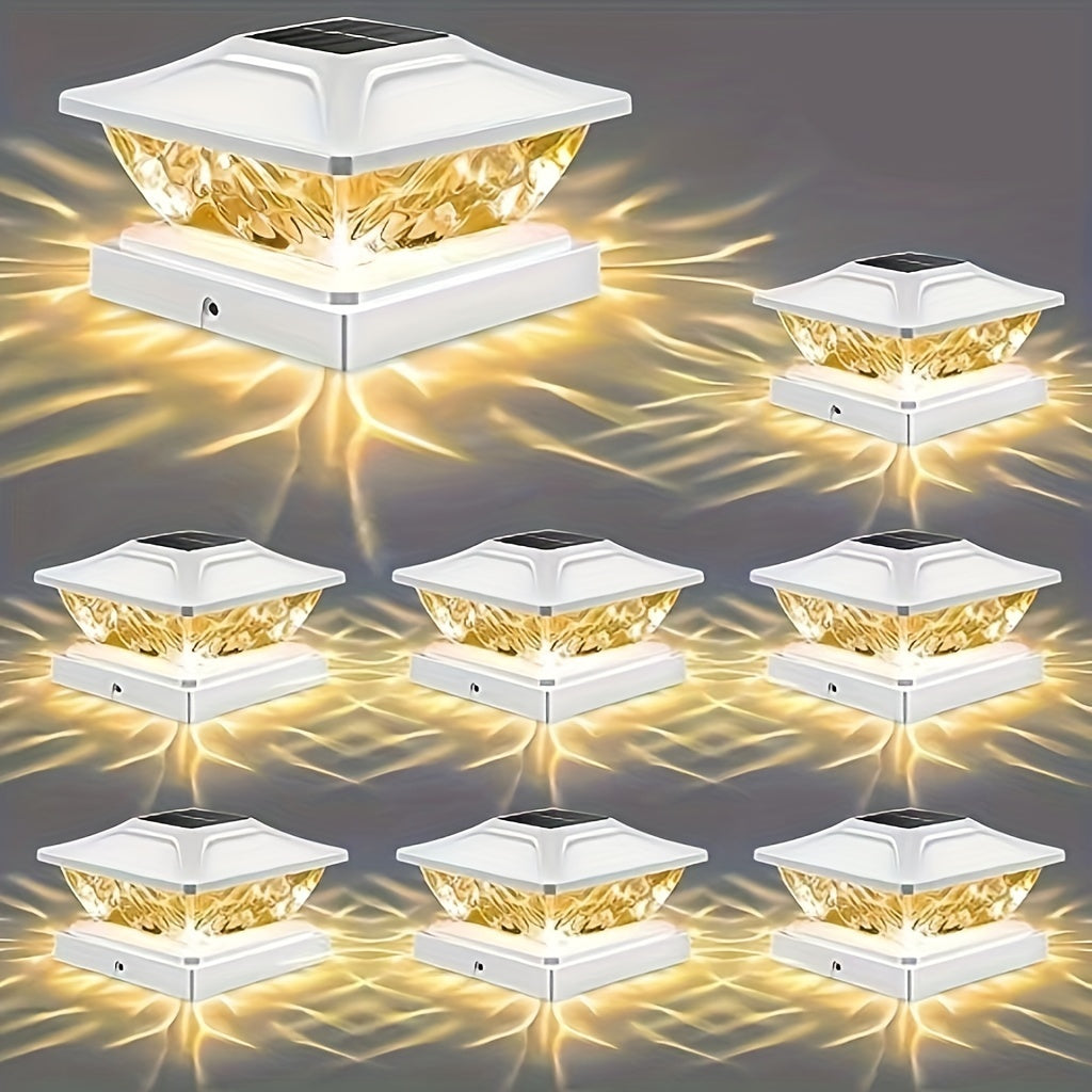 APZZLOXH Outdoor Solar Light - 8-Pack Installation - 12-Pack Installation 2 Types of Solar Fence Lights, Suitable for 4x44.5 X4.55x5 Wood and Vinyl Posts, Solar Deck Light Suitable for Front Porch Patio Decoration, Warm White and Cool White Light