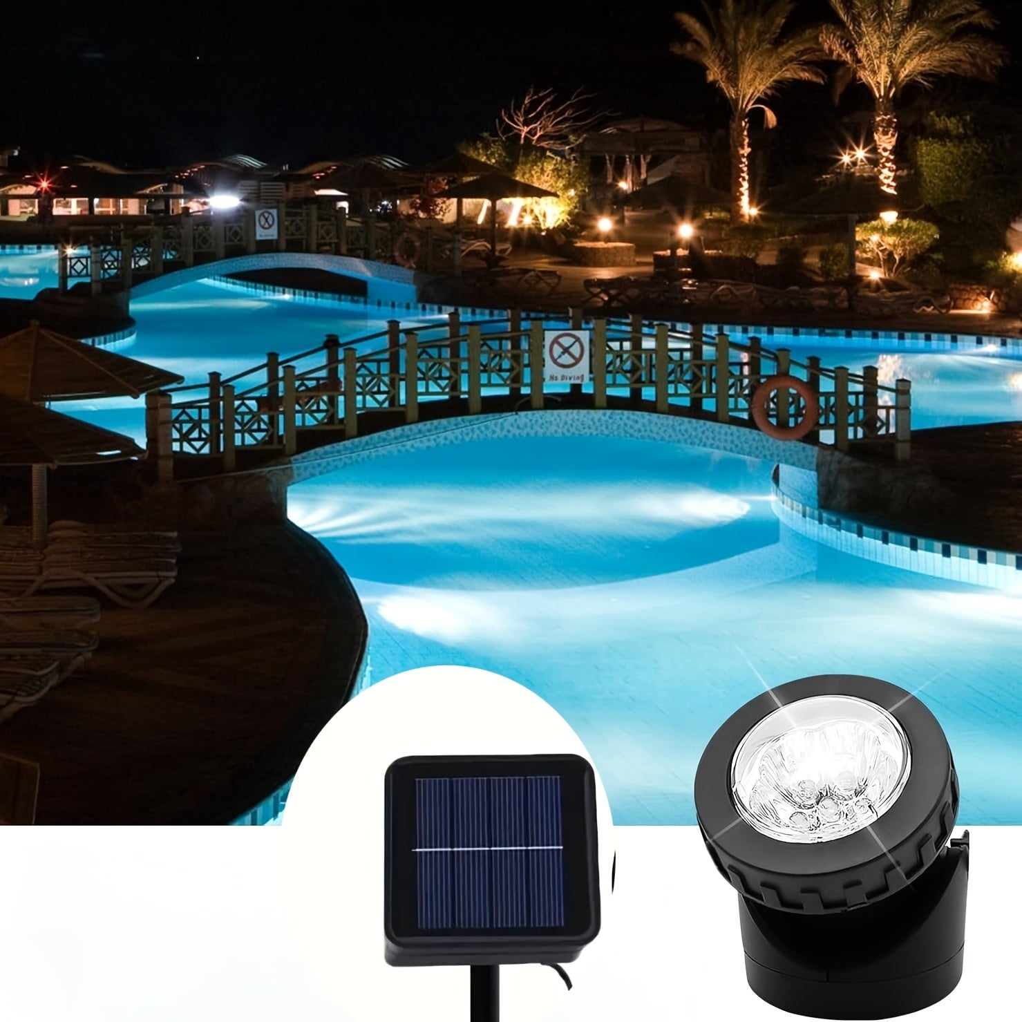 Solar Underwater Pond Light, IP65 Waterproof Projection Light, 6 LED Spotlight Aquarium Light, Perfect for Garden Pool Courtyard Landscape Outdoor Lighting (1 Pack / 2 Pack / 3 Pack)