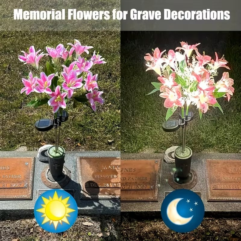 7-Head Solar LED Lily Flower Light, IP65 Outdoor Decoration, Ideal Choice for Valentine‘s Day, Garden, Courtyard, Yard and Romantic Anniversary Lighting
