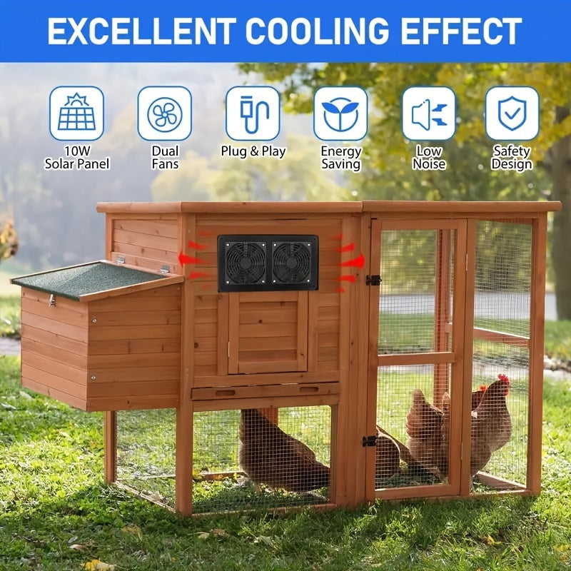 2 Fans Solar Powered, High-Speed Air Circulation Outdoor Solar Vent Exhaust Fan Kit, Waterproof Outdoor Solar Panel Fan, Suitable for Chicken Coop, Pet House, Window Greenhouse and Shed