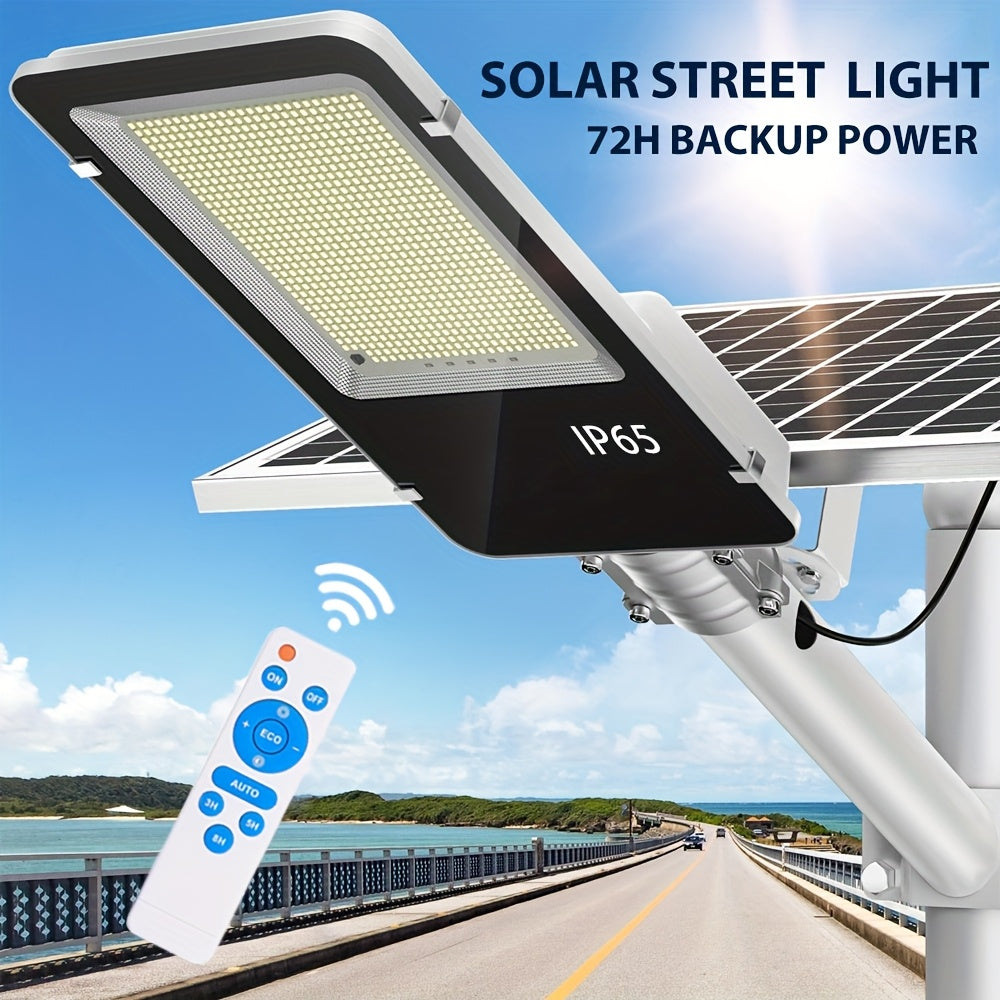 Solar Street Light Outdoor Light, 6500K Solar Floodlight, IP65 Waterproof, with Drop-Proof Remote Control Mounting Bracket and Motion Sensor, Perfect for Courtyard, Garden, 1 Pack, Security LED Floodlight for Dusk to Dawn