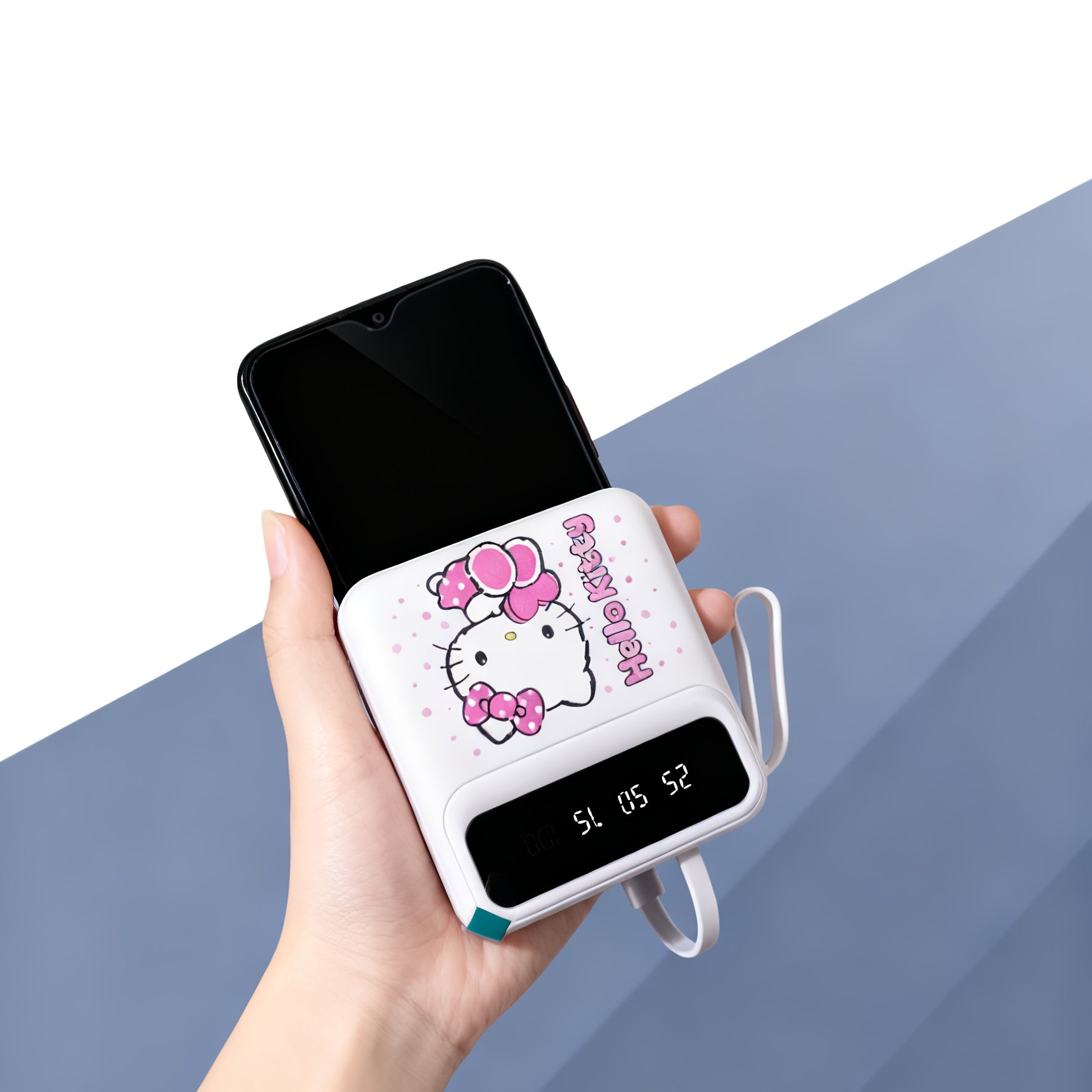 Sanrio Hello Kitty Mini Portable Pocket Power Bank, Small Size, LED Intelligent Power Display, Power Bank for iPhone/Android Mobile, Emergency Charging, Travel Power Bank, Cute Power Bank, Essential for Outdoor Travel & Work