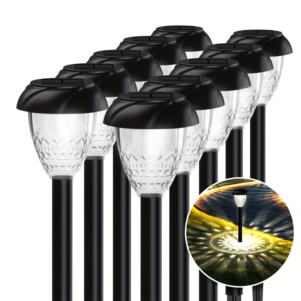10-Piece Courtyard and Garden Solar Path Light - Ultra-Bright White LED, Dusk/Dawn Automatic On/Off, Mandala Pattern Ground Lighting, Easy Wireless Installation, Enhance Atmosphere of Lawn, Path and Outdoor Spaces