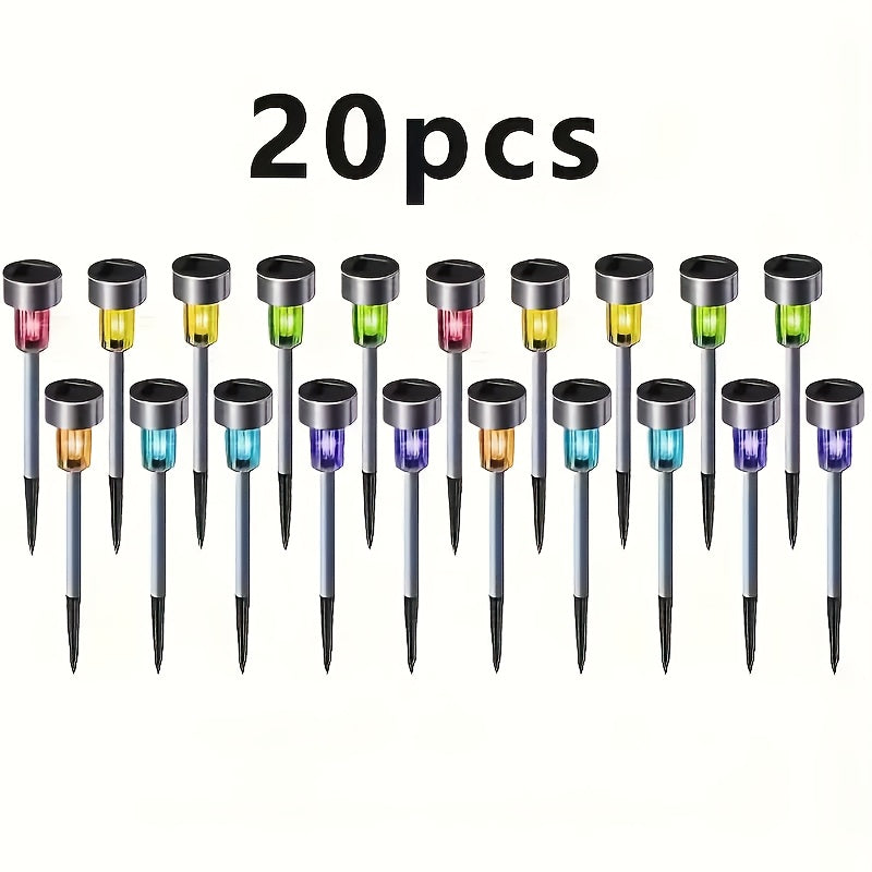 20/30/40/50-Pack Solar LED Light, Outdoor Stainless Steel Solar LED Stick Light, IP44 Waterproof Rating, Suitable for Courtyard, Lawn, Path, Patio, Driveway and Garden Landscape Decorative Light, Can Be Used for Holiday Parties