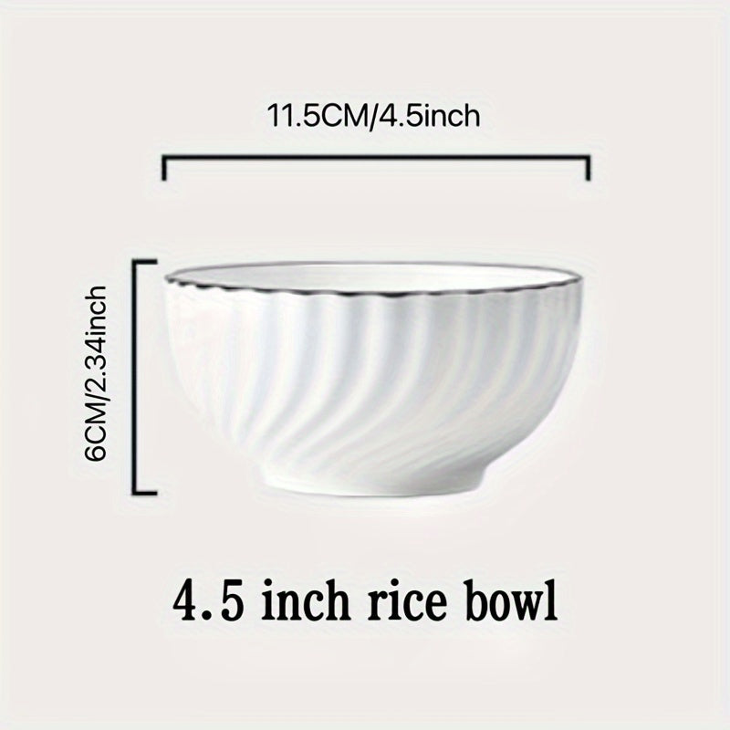 Set of 4 Ceramic Rice Bowls – Handmade Crescent Ceramic Bowl, Under-Glaze Color, Japanese Rice Bowl, Small Dessert Bowl