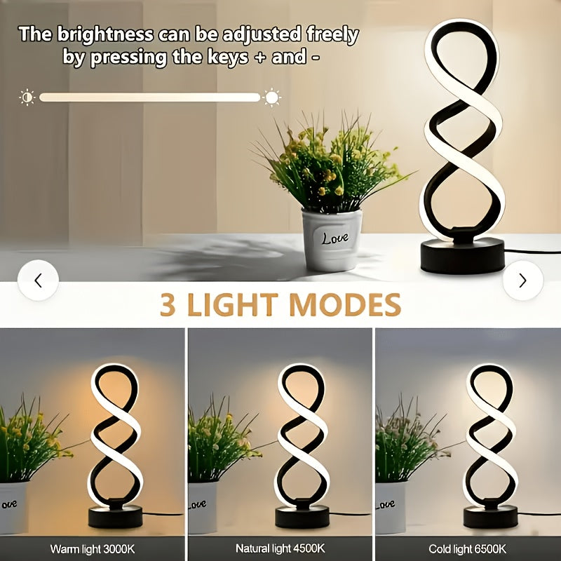 Classic retro spiral table lamp set (4/2/1-pack), three-color dimmable, USB powered, durable metal material, multi-room decorative light, suitable for bedroom, living room, study, hotel, office bedside lamp