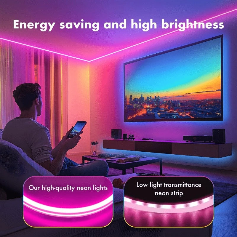 LQHZMYY 灵活的LED绳灯，5V低压，可DIY造型，带20键音乐遥控器，音乐同步灯带，用于卧室装饰，万圣节，圣诞节派对，可以营造活跃的氛围