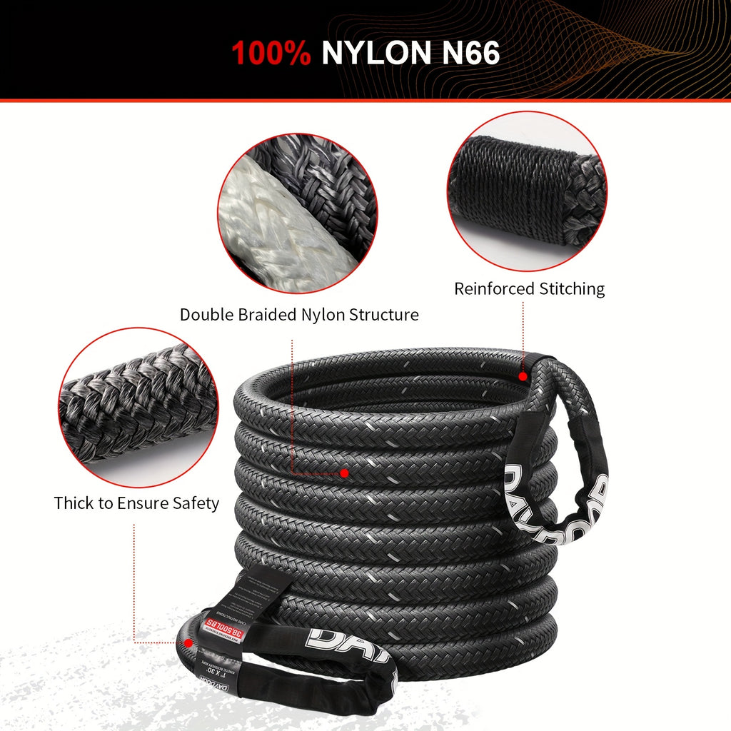Kinetic Recovery Rope, Recovery Rope, Extreme Durable 30% Elastic Pull Rope