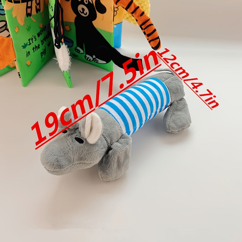 毛绒吱吱作响的狗咀嚼玩具-耐用、柔软、防咬的填充动物，粉红色和灰色/蓝色条纹-非常适合所有好斗的咀嚼者，从小型到大型犬种，好斗咀嚼者的狗玩具