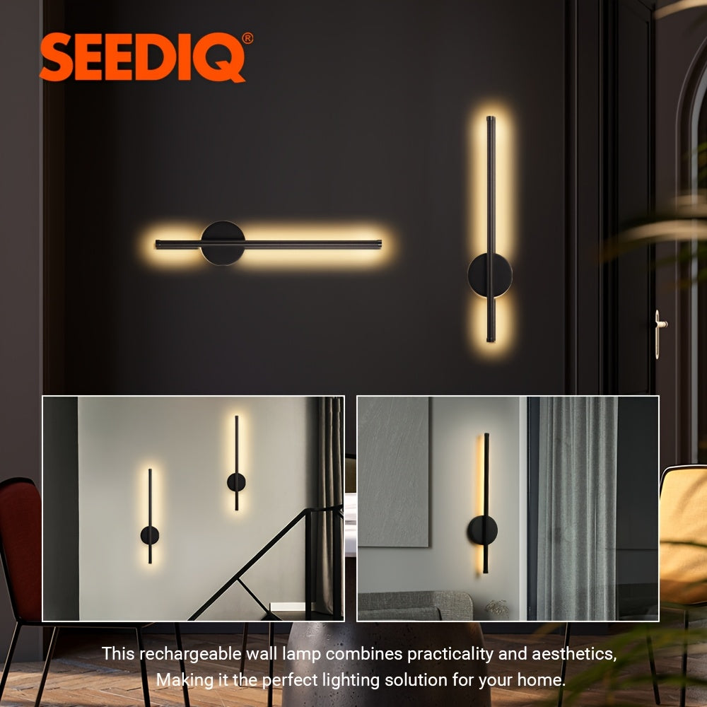 Modern Style Rechargeable Wall Light, Magnetic Installation, with Remote Control Dimmable and Color Temperature Adjustment, Suitable for Indoor Decoration, 31.5 Inches, Black Wall Light