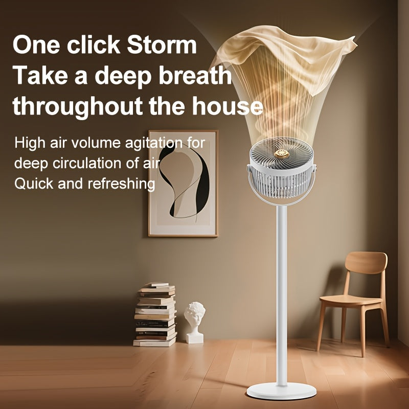 Modern USB Charging Port Standing Fan, 4000mAh Battery Powerful Quiet Wind, 5 Speed Integrated Height Adjustable Floor Fan, Ideal for Bedroom Living Room Office Study, Perfect Christmas Gift