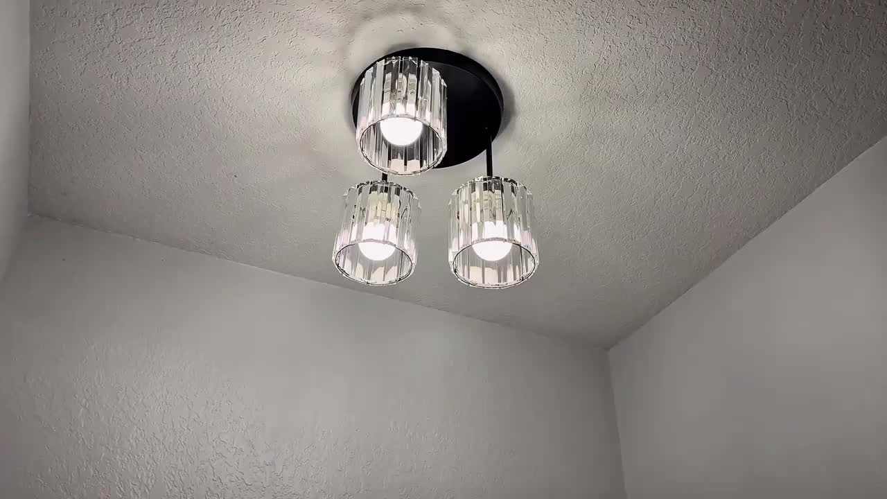Modern Semi-Flush Mount Ceiling Light, Crystal 3-Head Kitchen Light, Hallway Pendant Light, Indoor Flush Mount Light, Suitable for Bedroom, Foyer, Entryway, Kitchen