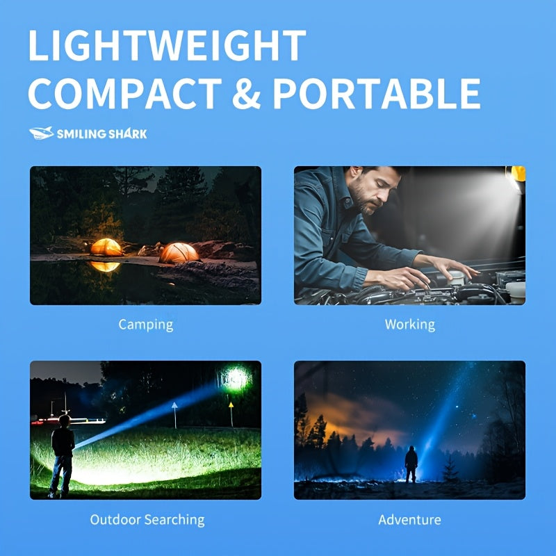 1 SMILINGSHARK GZ5106 Ultra-Bright LED Flashlight, Multi-Functional Rechargeable Work Light, 7 Lighting Settings, Ideal for Night Tasks, Camping, Daily Use & Emergencies