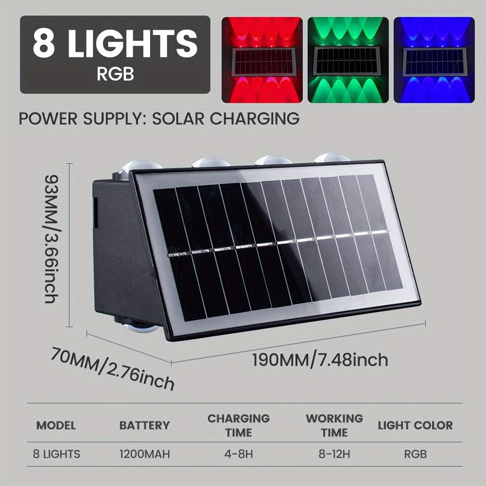 One-Piece Solar Wall Light, Colorful Wall Light, Outdoor Wall Light, Wall Washer Light, Ambient Light, Outdoor Courtyard Light, Suitable for Courtyard, Villa, Exterior Wall, Balcony, Outdoor Decorative Light