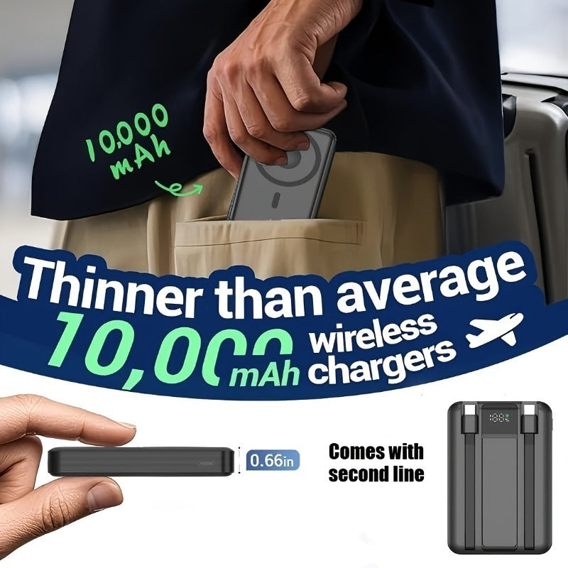 22.5W Fast Charging 10, 000 Mah Portable Magnetic Charger, Equipped with a Dual-Line Power Bank. Its Compact Design Makes It Easy to Carry, And It Is Shipped Locally for Quick Delivery, Making It an Essential Mobile Accessory for Daily Use Or Travel