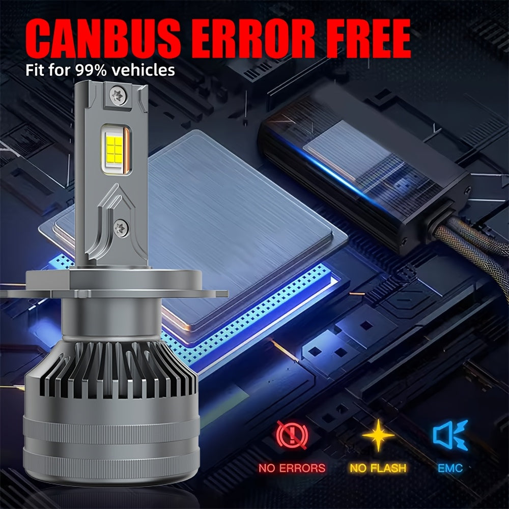 2pcs Super Bright H11 LED Headlight Bulbs H4/9003/HB2-QF003 H7/H18/H1/9006/HB2/H11/9005/H16/H9/9012, 6500K, 800% Brightness, 43000 Lumens, with External Driver Canbus Plug-and-Play