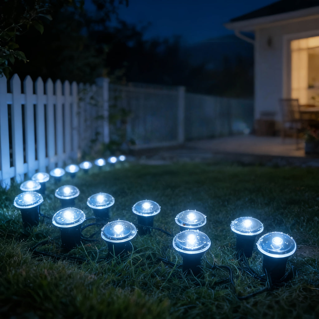 30 LED Outdoor Solar Lawn Light, IP44 Waterproof Ground Insert Lamp, String Lights for Garden Path, Patio, Lawn, Camping, Party, Wedding, Festival Decoration