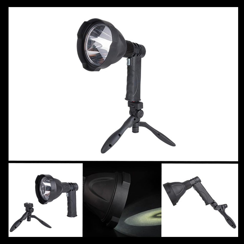 Professional spotlight - 1000 lumen LED rechargeable flashlight with 360° adjustable tripod, USB-C fast charging & 3 lighting modes, portable handheld spotlight suitable for camping, hunting, emergency and work (tripod included)