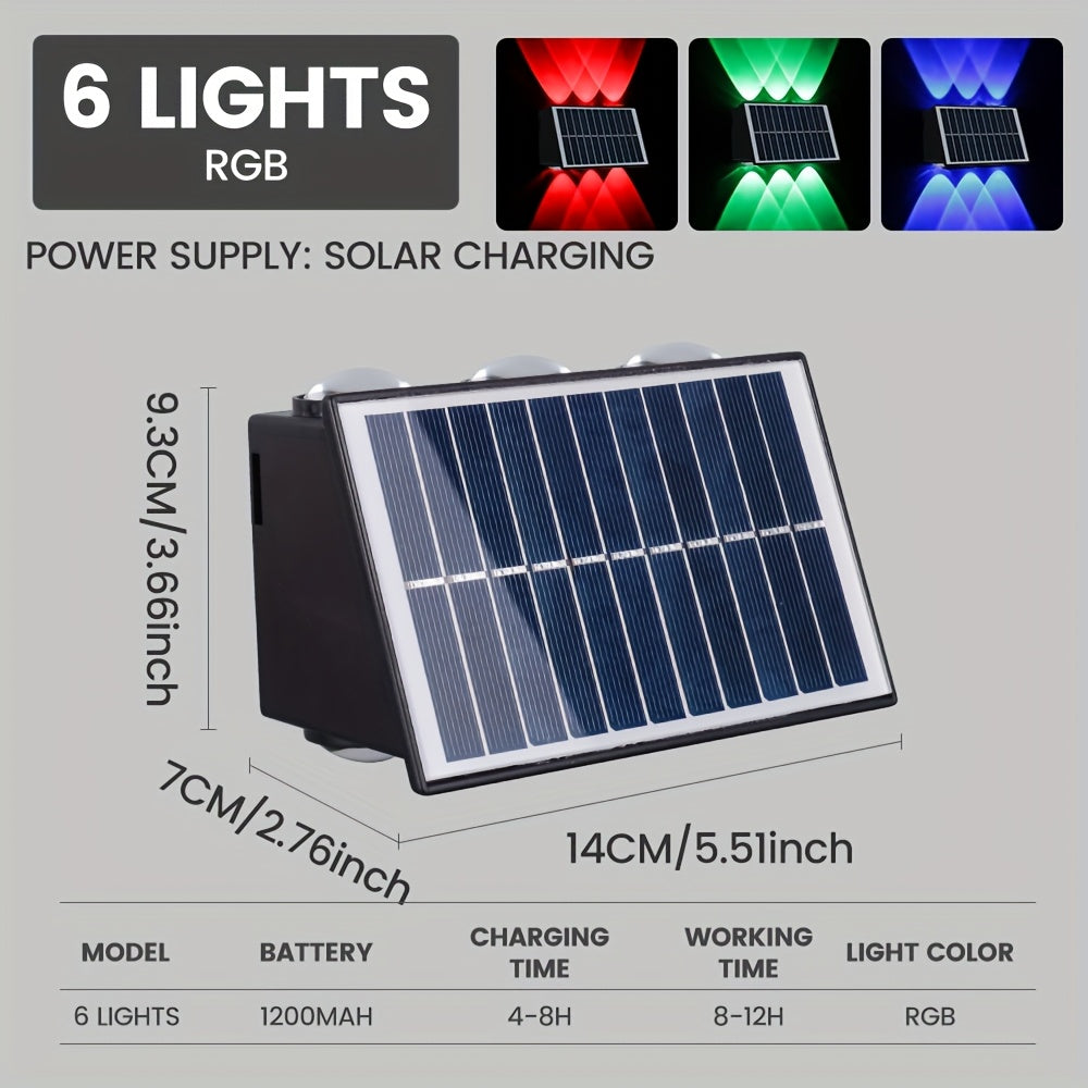 1-Piece Solar Wall Light, RGB Color Wall Washing Light, Outdoor Decorative Light, Ambient Light, Garden Light, Exterior Wall Light, IP54, Suitable for Villa Exterior Walls, Courtyard, Balcony, Garden, Park, Scenic Spots, Garden Decoration