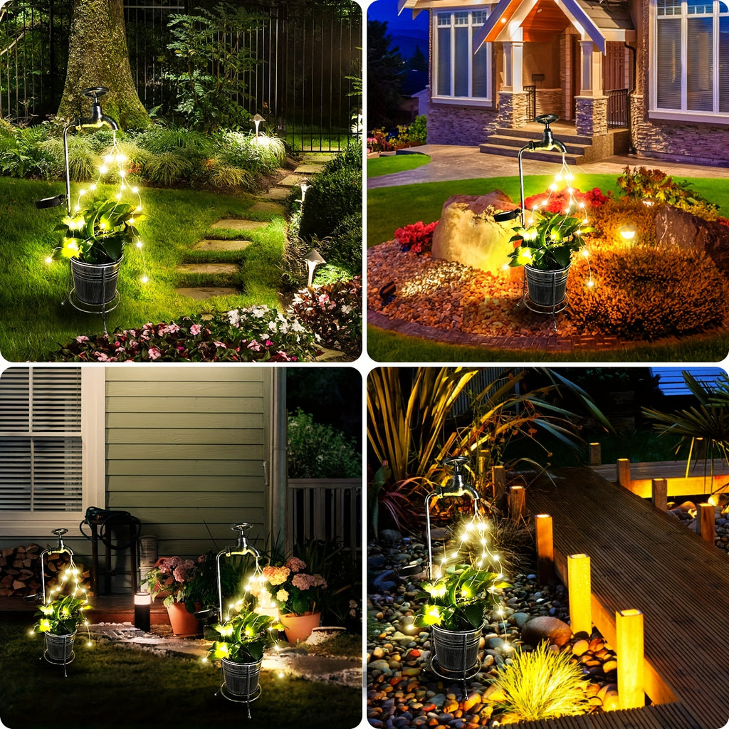1 Piece, Solar Garden Light, Solar Garden Faucet Light Decoration, Waterfall LED Light, Solar Powered Outdoor Decoration, Room Decor, Home Decor, Wedding Decoration, Festival Decoration, Celebration Decoration, Outdoor Decor