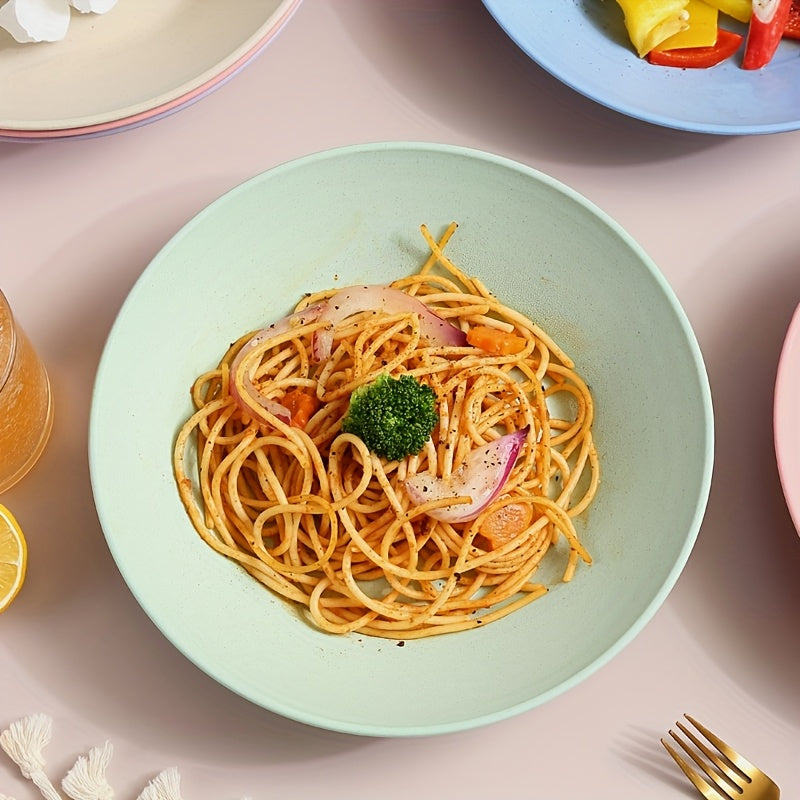 5 Pieces, 9-Inch Deep Large Capacity Dinner Plate, Pasta Plate, Dessert Plate, Salad Plate – Perfect for Home, Dormitory, Kitchen, Restaurant, Parties – Tableware Accessories, Kitchen Supplies – 5 Colors