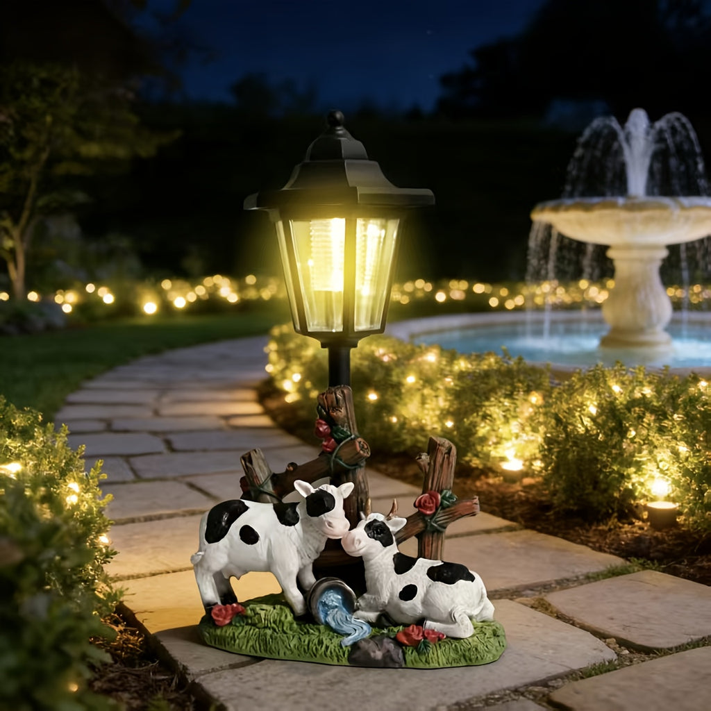 OTDECOR 1-Piece Solar Two Cows Outdoor Statue Lawn Light, IPX4 Solar Cow Decorative Light, Suitable for Outdoor Courtyard Decoration, Lawn Decoration, Garden Decoration, Path Decoration