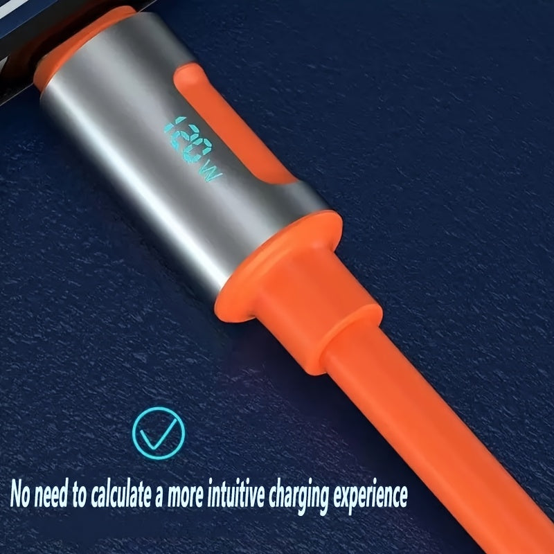 120W Orange Ultra Fast USB to Type-C Charger, Available in 3 Lengths - Delivers Up to 6A Power, Featuring a Durable Orange Silicone Cable, Ideal for Laptops And Tablets, Providing Quick Charging for Phones And Tablets