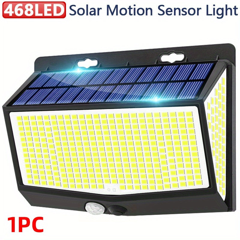 1/2/4 Pack Solar Outdoor Wall Light, Equipped with 468 LED Beads, with PIR Motion Sensor, Outdoor Solar Street Light Features 3 Lighting Modes, IP65 Protection Rating, Perfect for Courtyard Garden