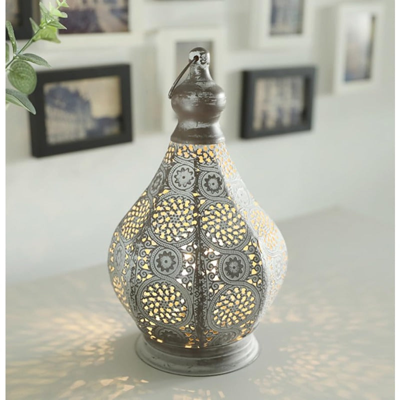Moroccan style vintage lantern metal table lamp, battery powered, 11.5-inch high wireless table lamp, with Edison bulb, suitable for living room, bedroom, wedding party, garden, lounge, outdoor and indoor