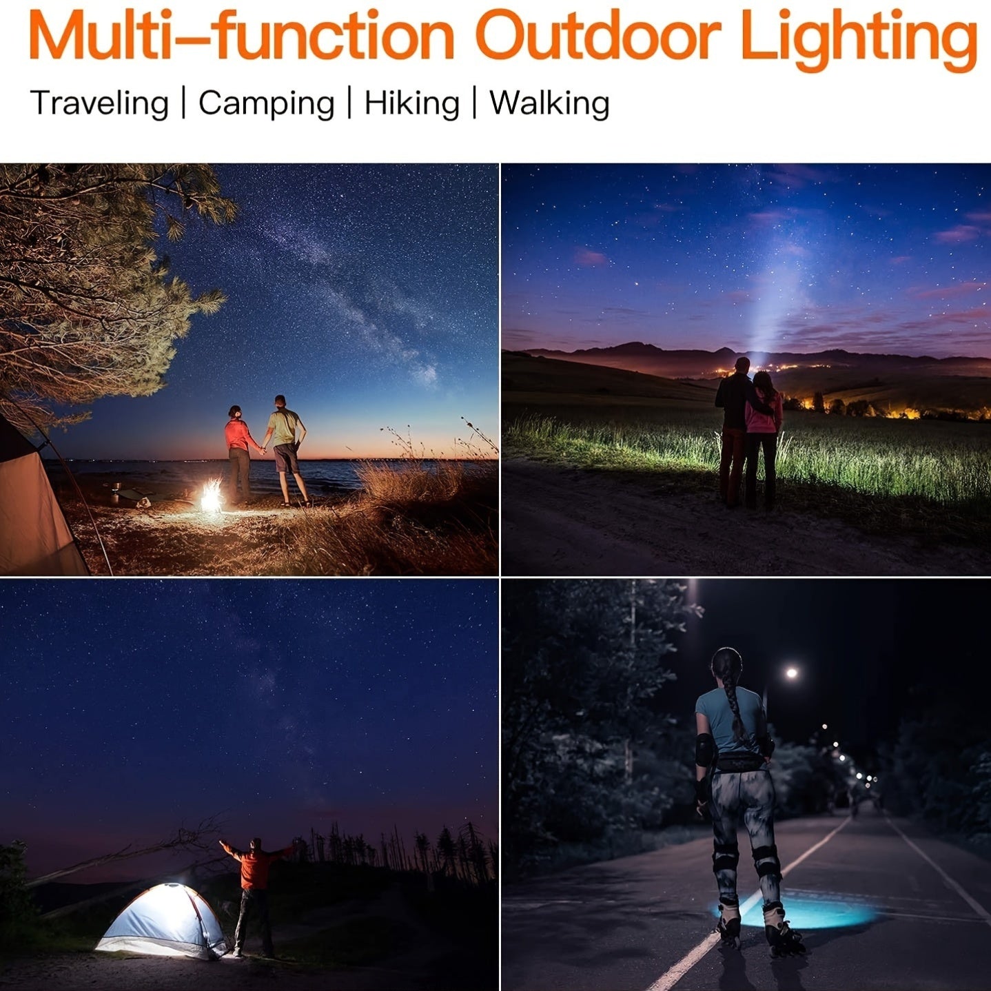 4X LED Flashlight is Compact & Powerful, with Type-C USB Rechargeable Design, Portable Clip & Magnetic Base. Perfect for Nighttime Illumination, Whether for Outdoor Adventures or Home Repairs.