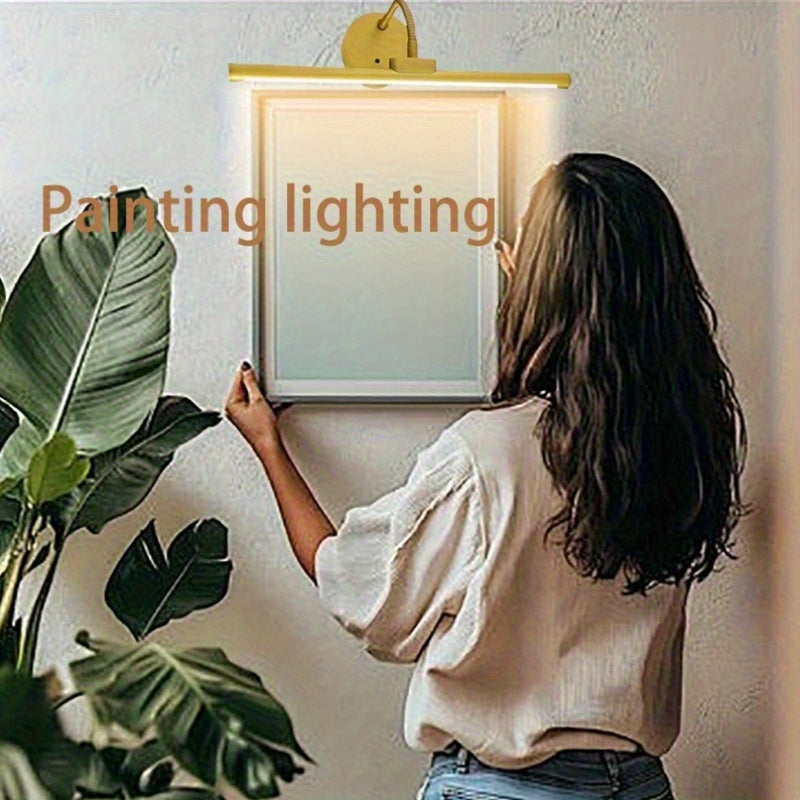 Black/Gold Universal Adjustable Rechargeable 3-Color Temperature Smart Wall Light - with Remote Control, USB Rechargeable Vanity Light, Indoor Night Light, Cabinet Light, Display Light, Bathroom LED Light, Bathroom Hallway Lighting