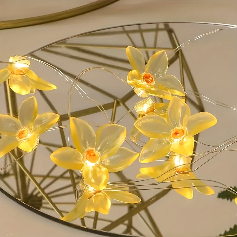 LED銅線百合串燈，適用於室內裝飾（不含電池）