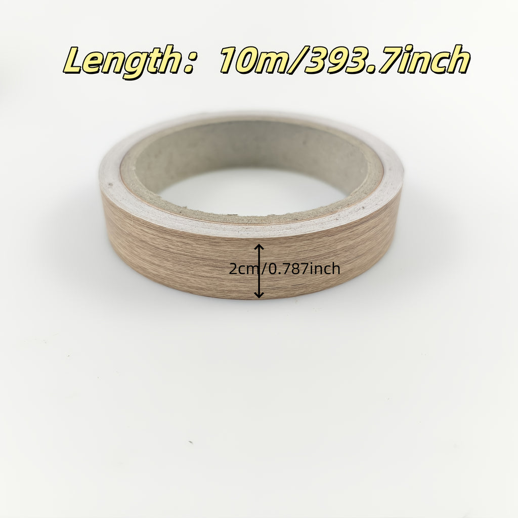 1卷 10m PVC自粘木纹边框胶带 （0.787英寸 X 393.7英寸），橱柜表面保护胶带，墙壁维修，和家具边缘装饰 - 非常适合家居装饰。