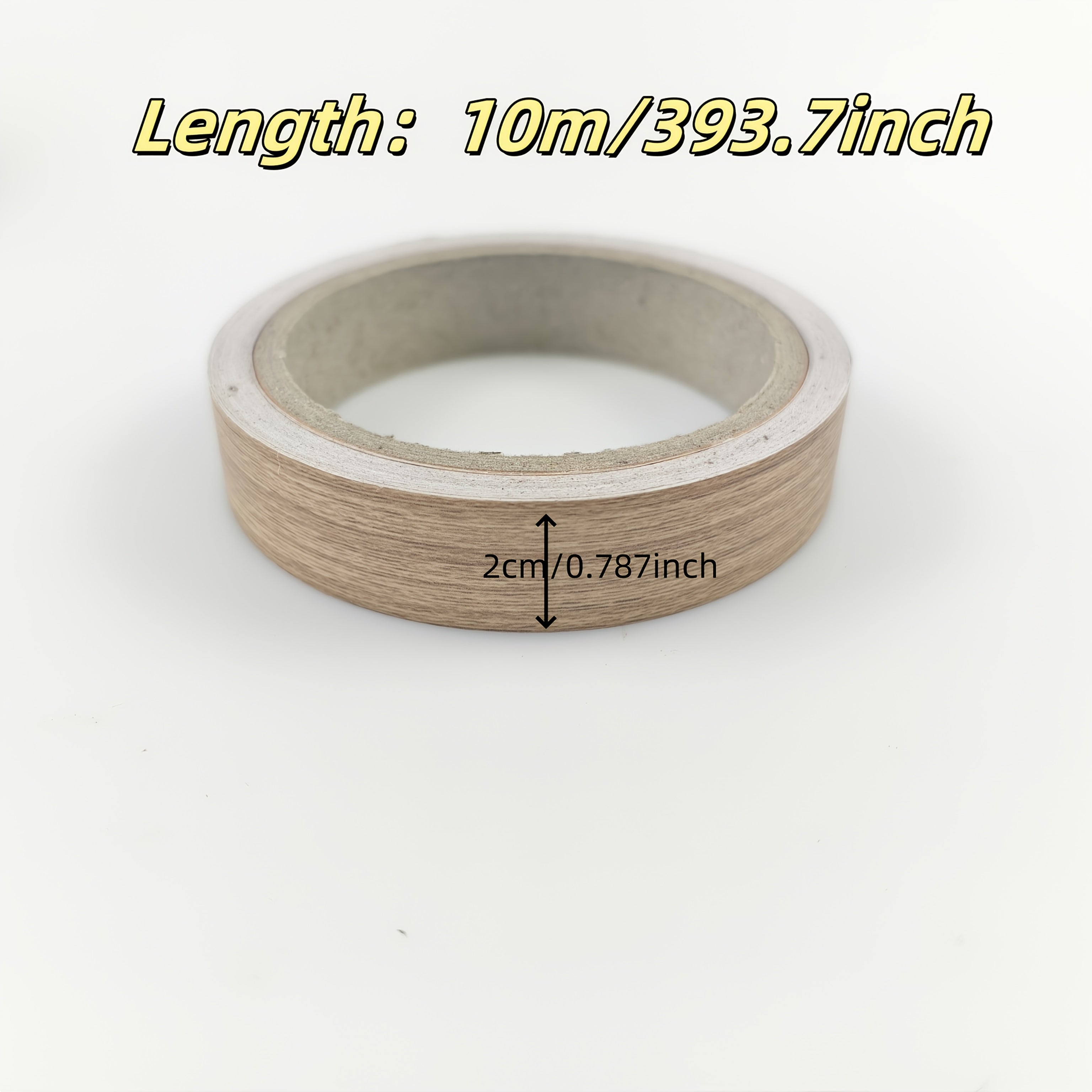 1卷 10m PVC自粘木纹边框胶带 （0.787英寸 X 393.7英寸），橱柜表面保护胶带，墙壁维修，和家具边缘装饰 - 非常适合家居装饰。